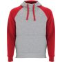 Roly Badet uniszex kapucnis pulver, Heather grey, Red