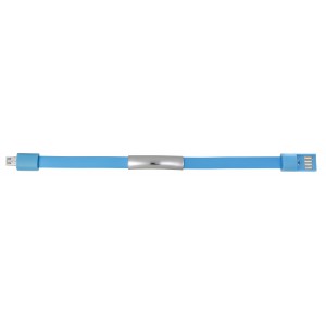 USB karpánt fém lappal, szilikon, világoskék (vezeték, elosztó, adapter, kábel)