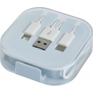 USB töltőkábel szett, fehér (vezeték, elosztó, adapter, kábel)