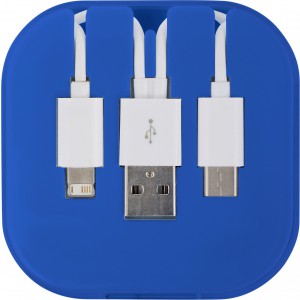 USB töltőkábel szett, kobaltkék (vezeték, elosztó, adapter, kábel)